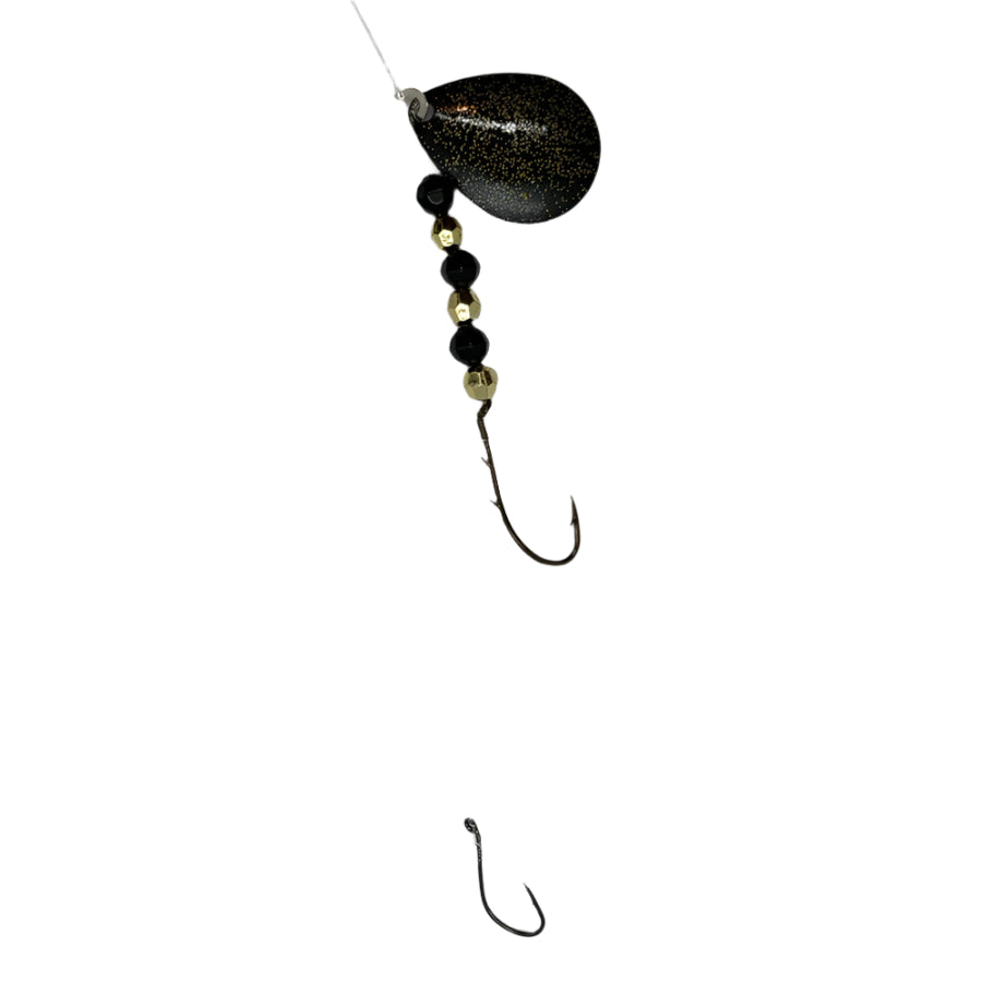Black with Gold Sparkles Worm Harness with Colorado Blade