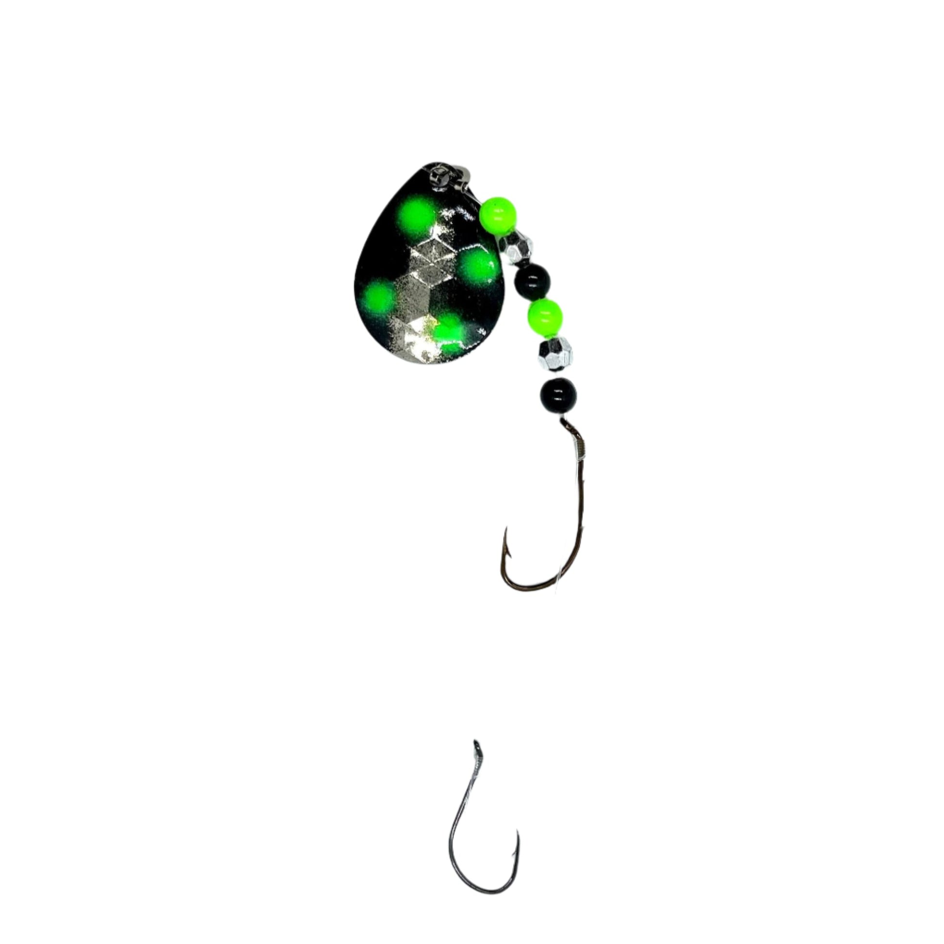 Black and Green dot Worm Harness with Colorado Blade