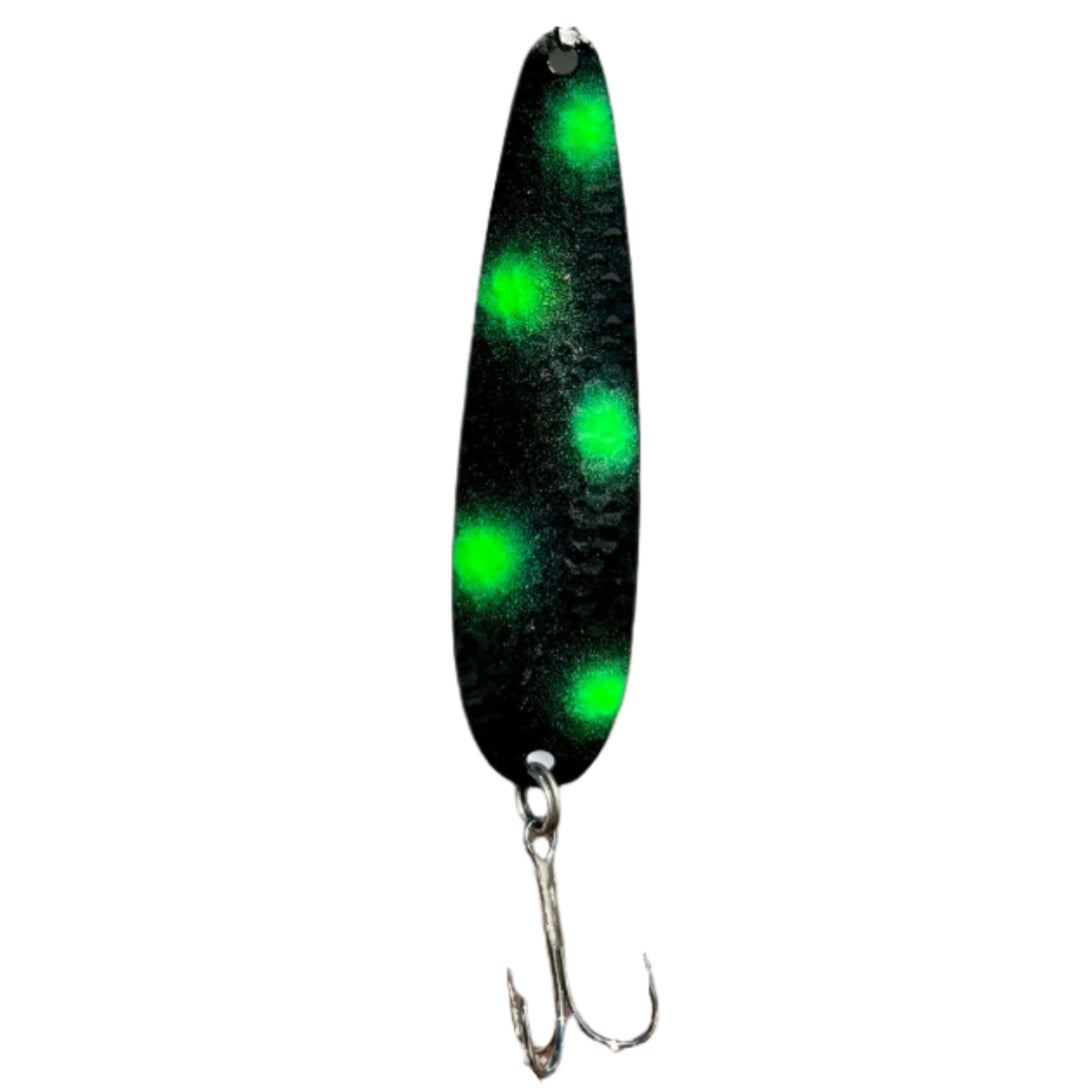 Black with Green spots UV Coated Fishing Spoon