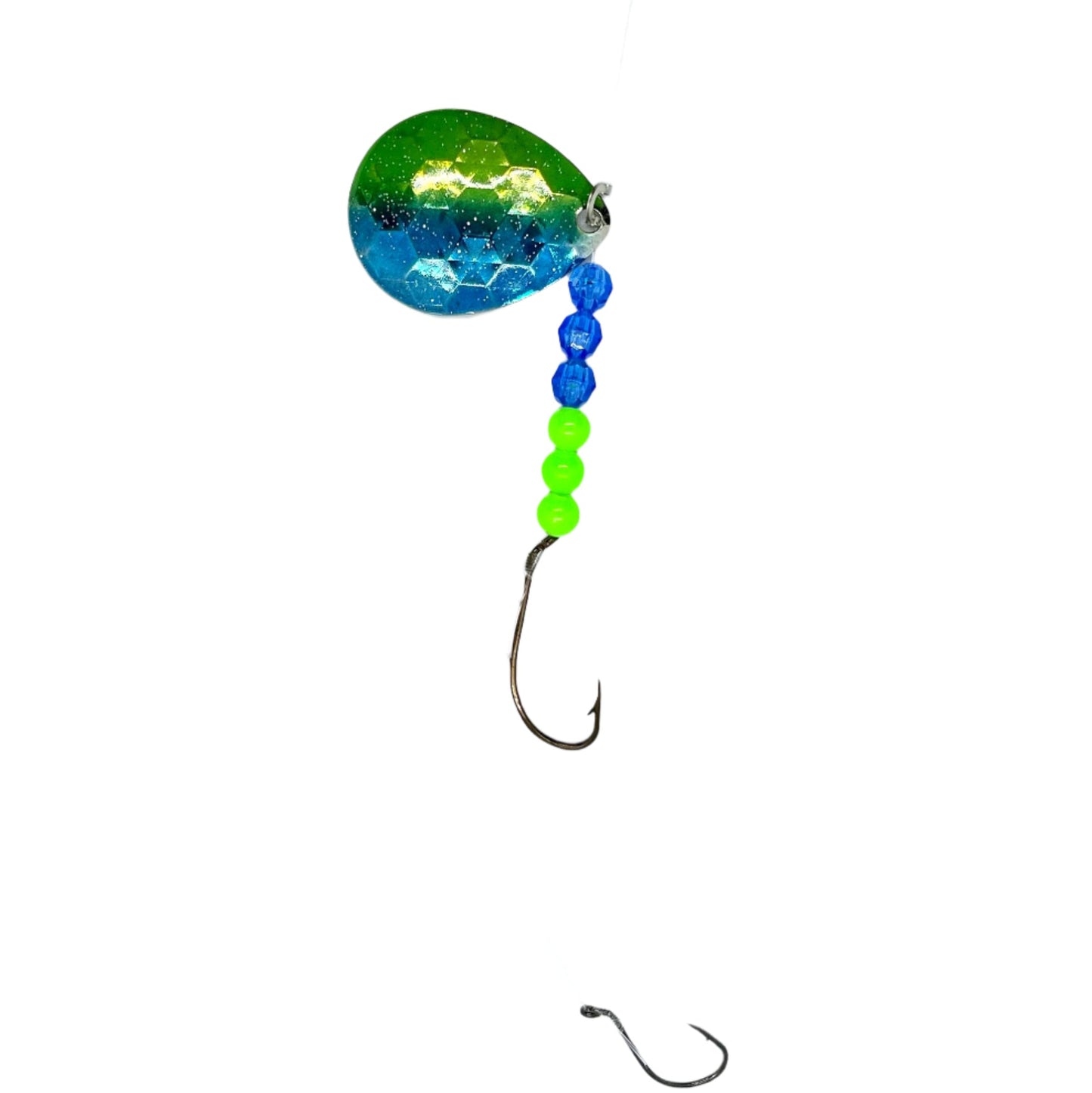Blue and Green Worm Harness with Colorado Blade
