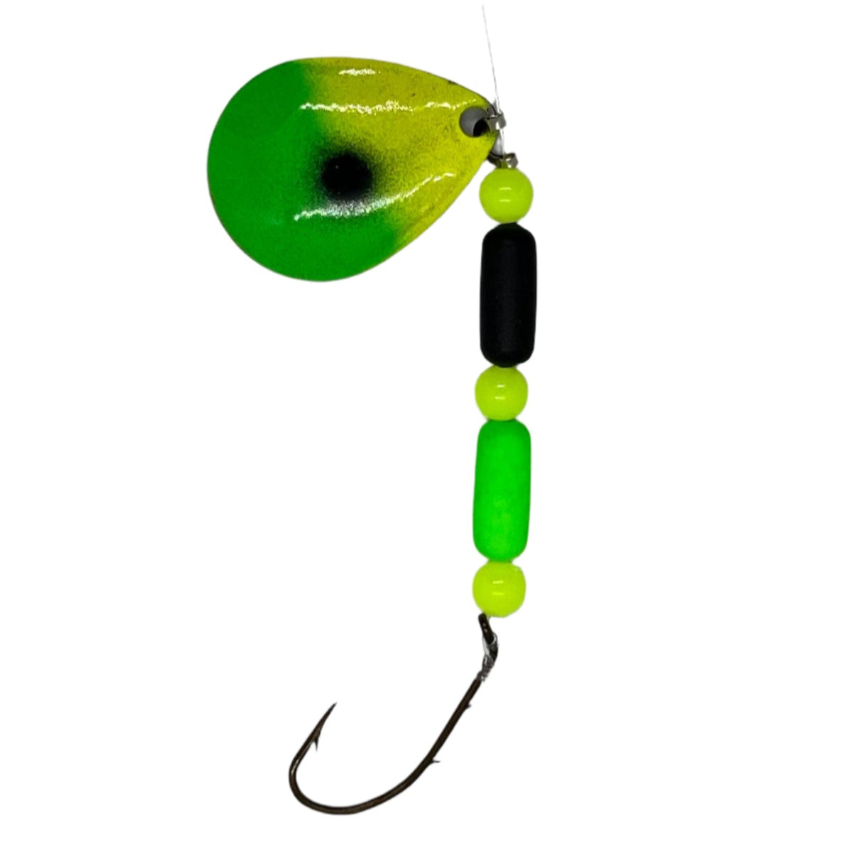 Chartreuse and Green Floating Worm Harness with Colorado Blade