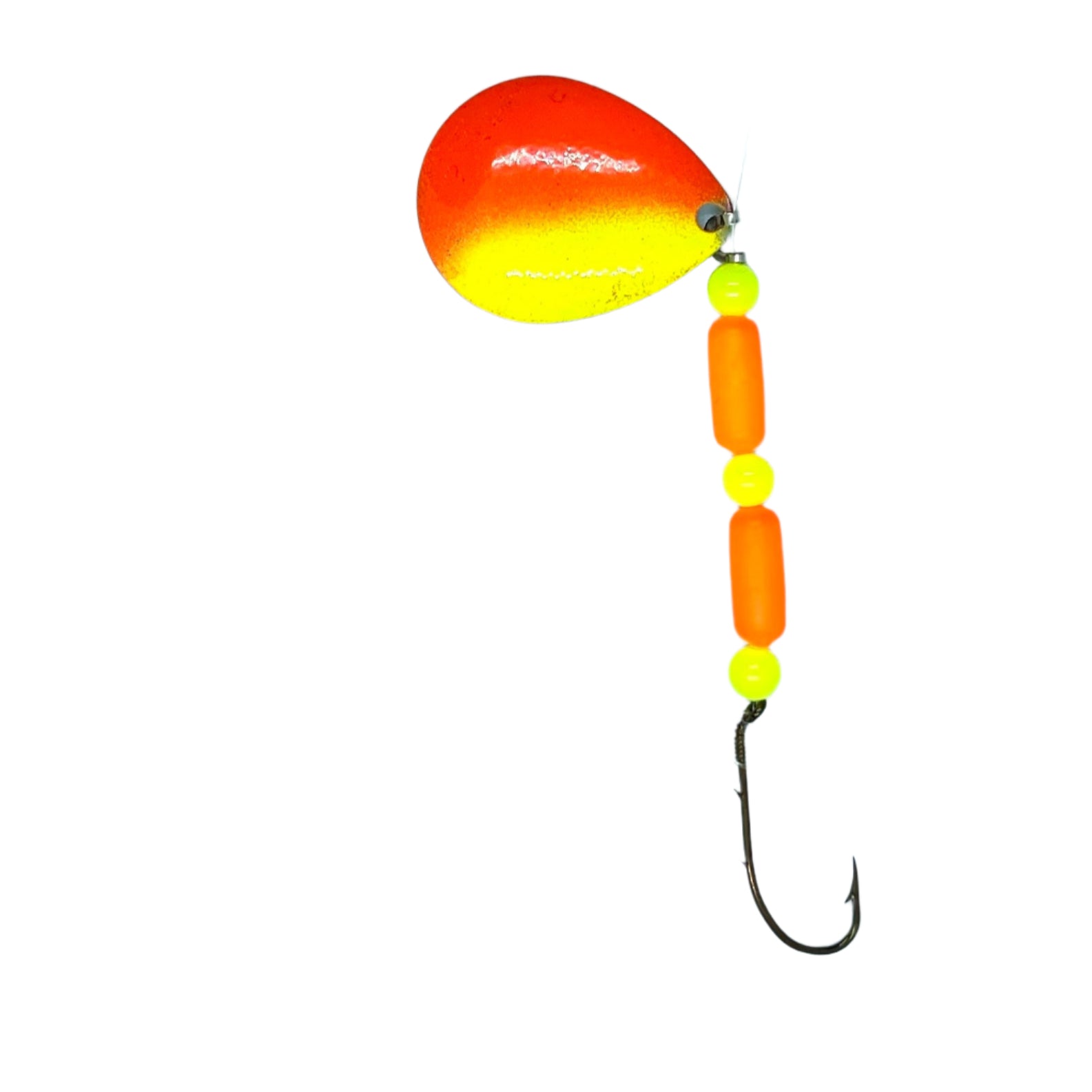Chartreuse and Orange Floating Worm Harness with Colorado Blade