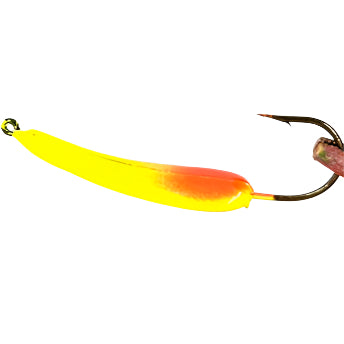 Chartreuse and Orange Swim Jig with an Eagle Claw hook