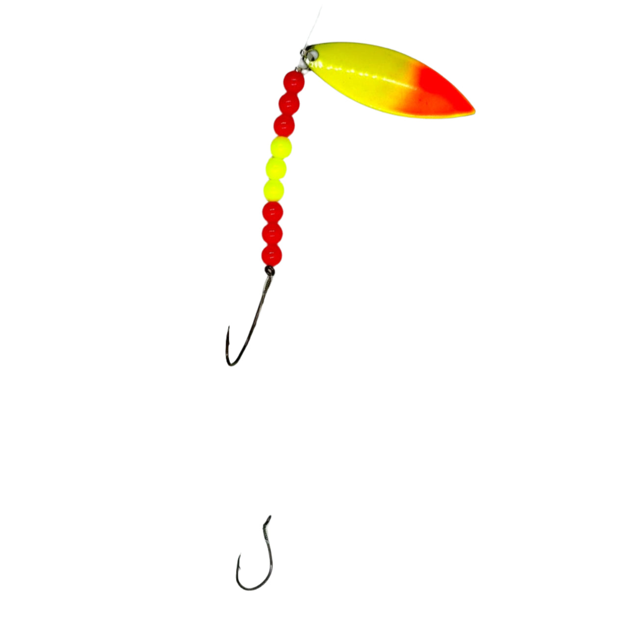 Chartreuse and Orange Willow Blade Worm Harness with Eagle Claw hooks