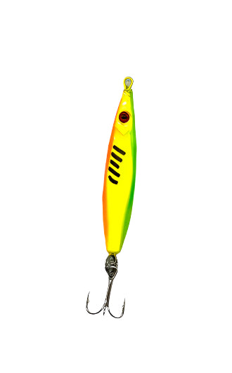 Fire Tiger Flutter Minnow with a red Eagle Claw Treble hook