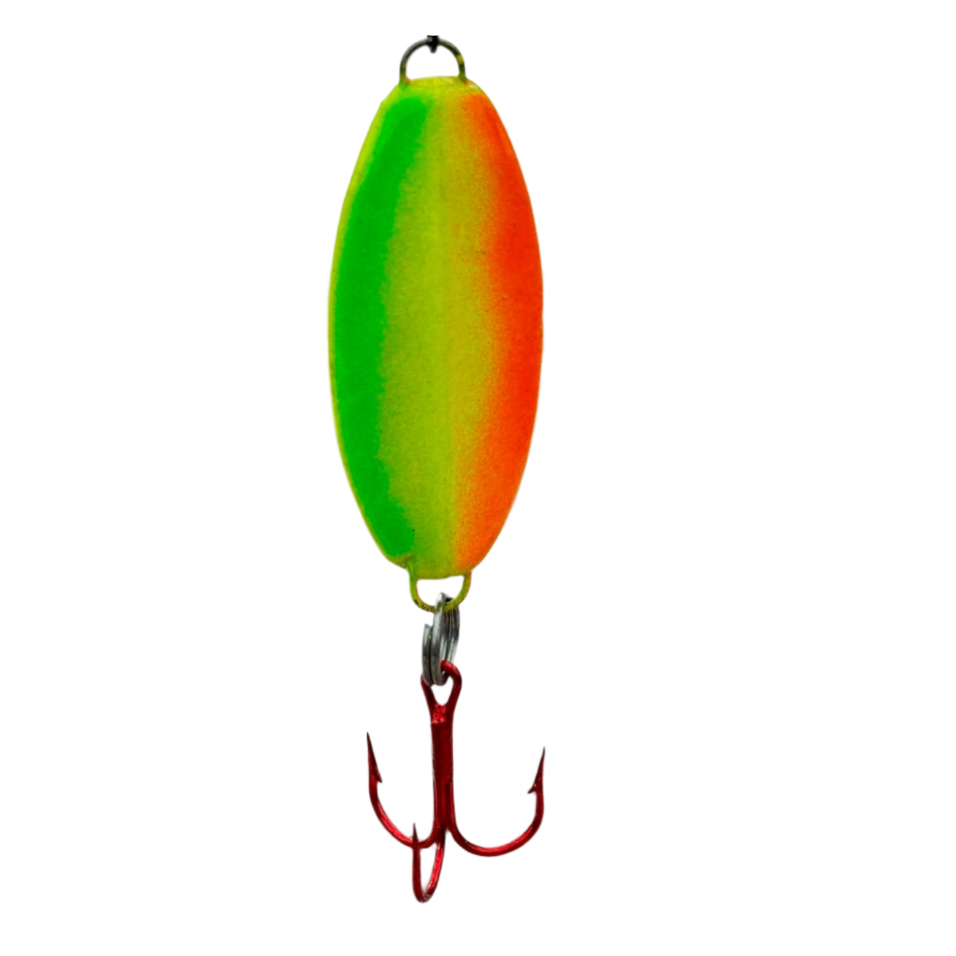 Fire Tiger Jigging Spoon with a Red Eagle Claw Treble hook