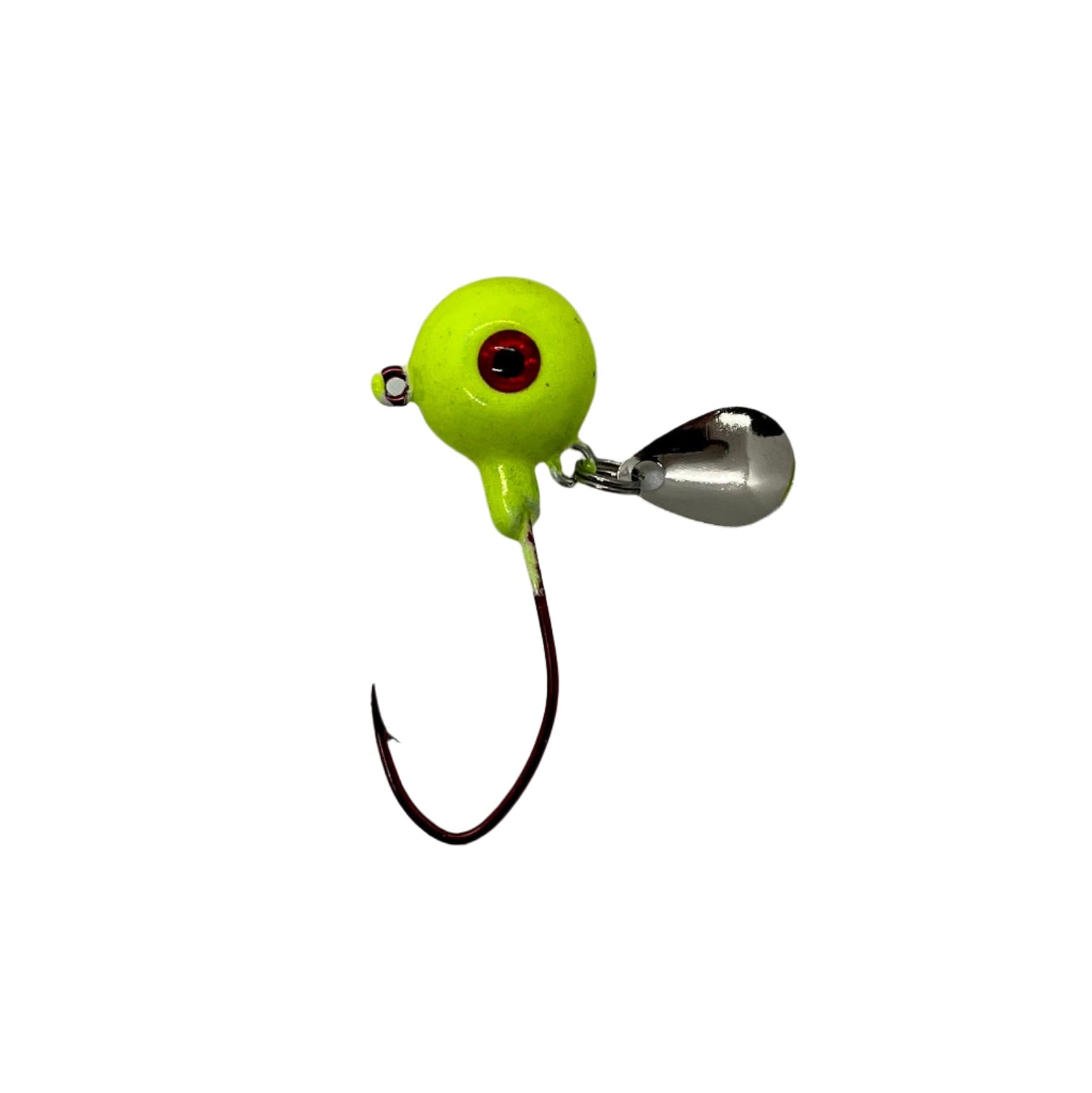 Glow Chartreuse Underspin jig with 3D eyes