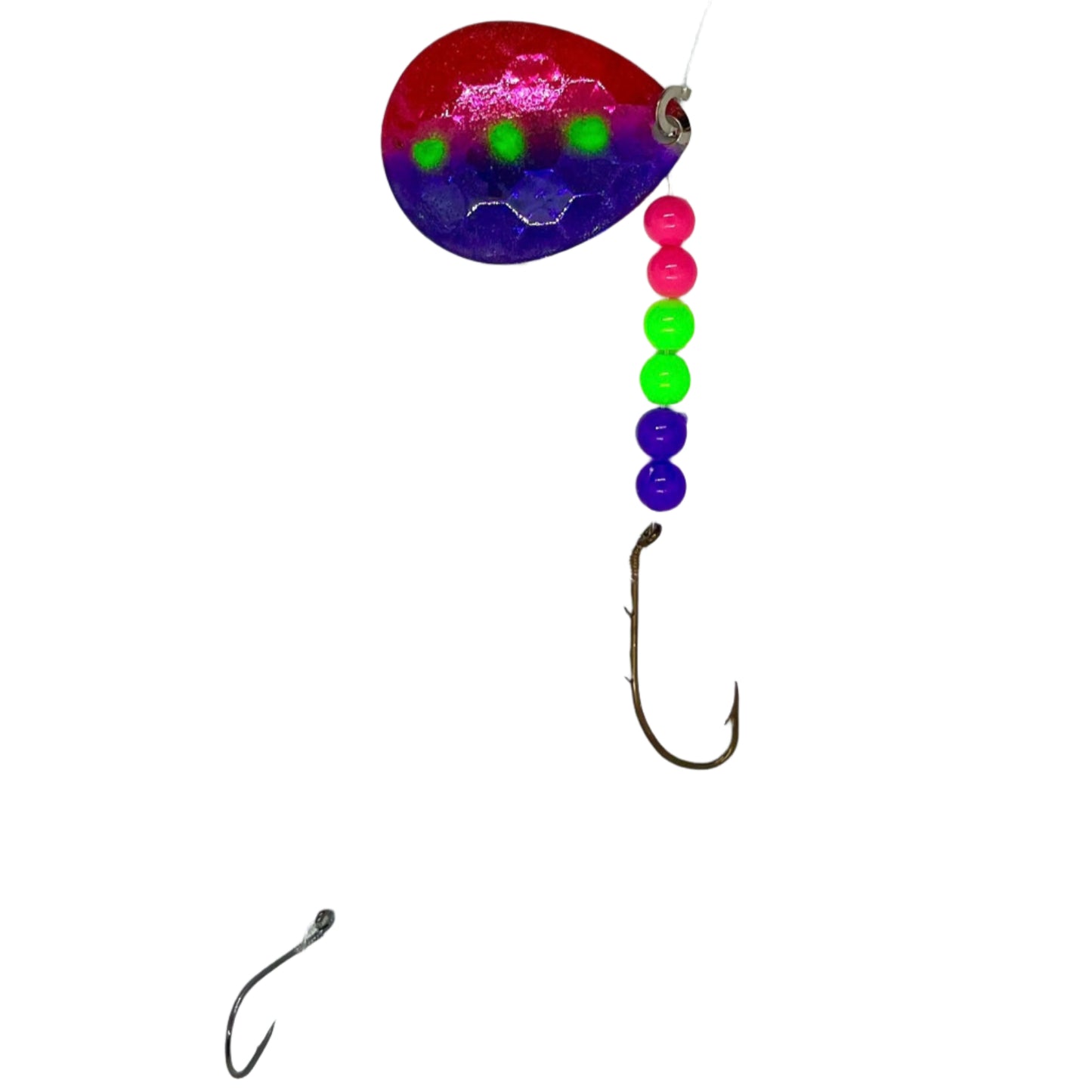 Transparent Purple and Raspberry Floating Worm Harness with Colorado Blade
