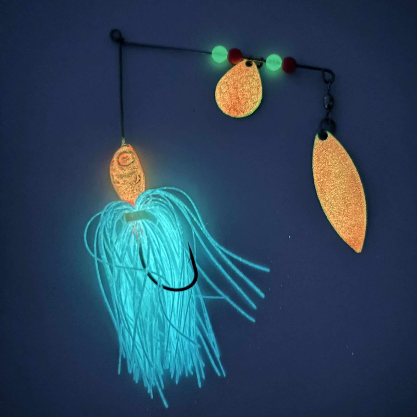 Pink Glow in the Dark Spinner Bait with Willow Blade (glowing)