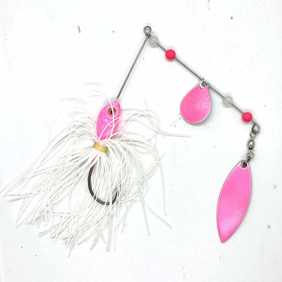 Pink Glow in the dark Spinner Bait with Willow Blade