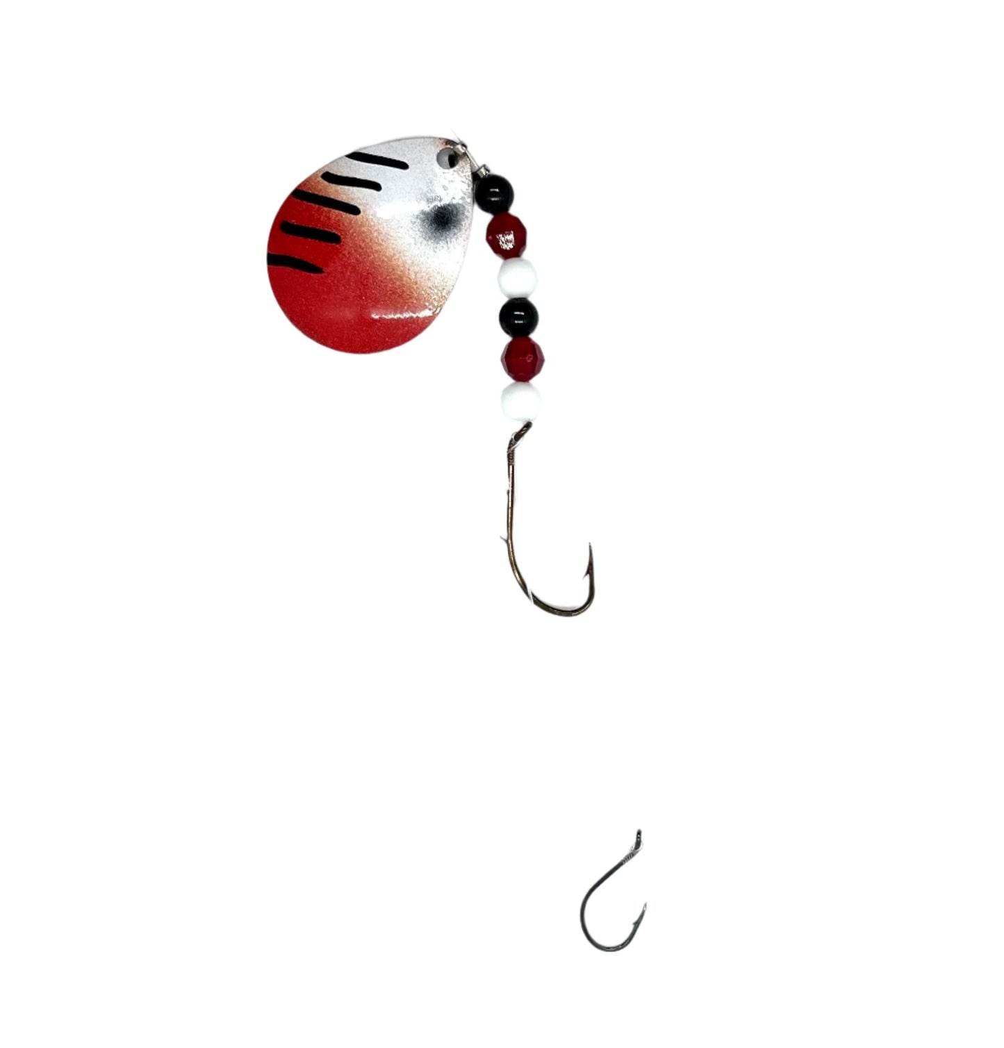 Red and White Worm Harness with Colorado Blade