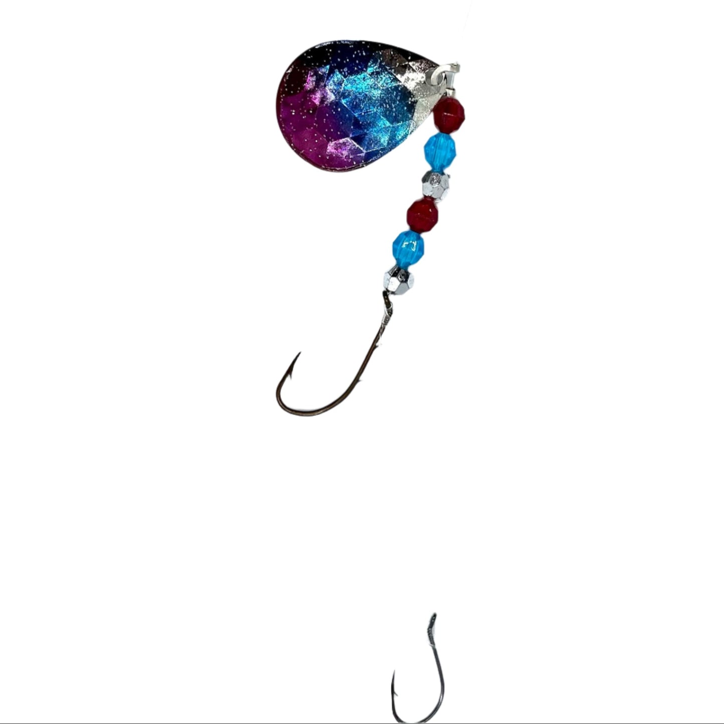 Transparent Blue and Raspberry Worm Harness with Colorado Blade