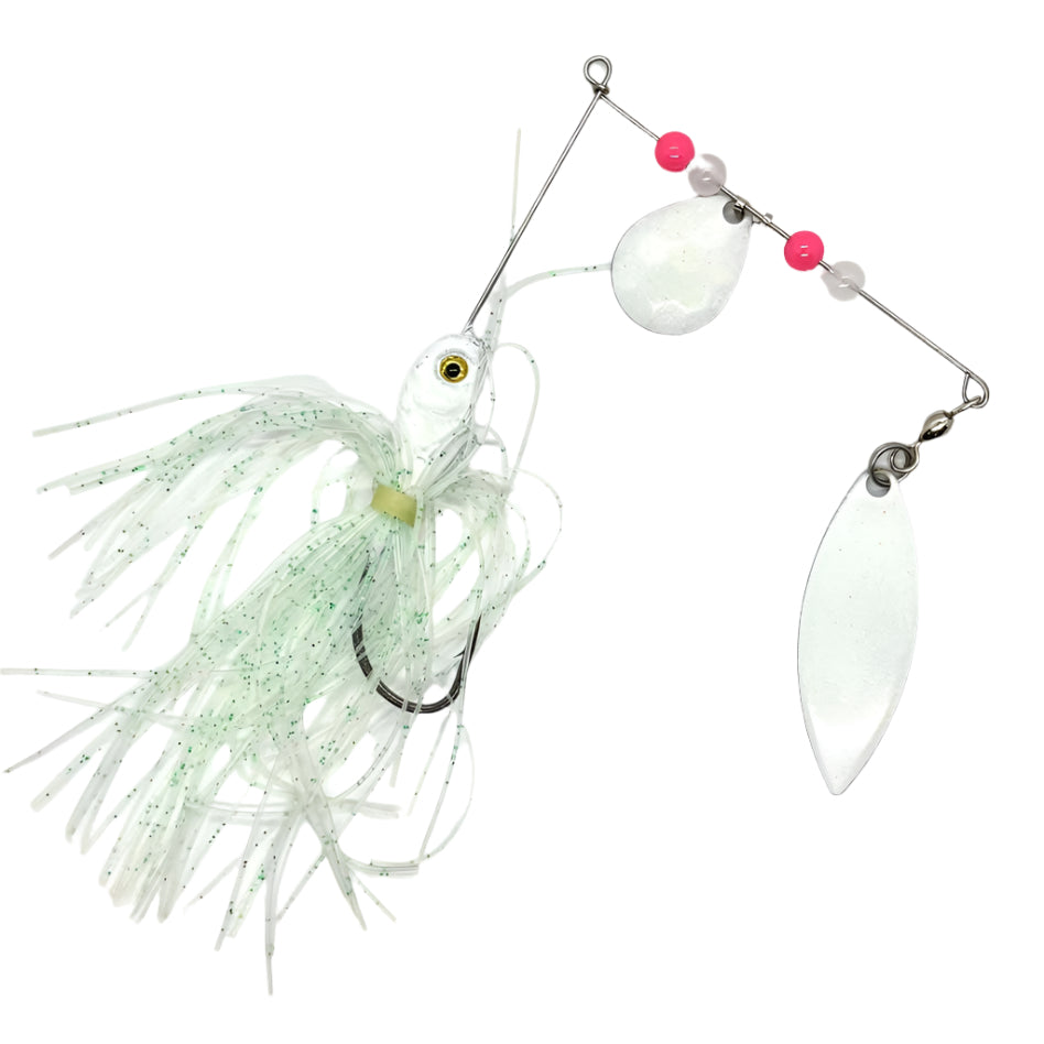 White Glow in the Dark Spinner Bait with Willow Blade