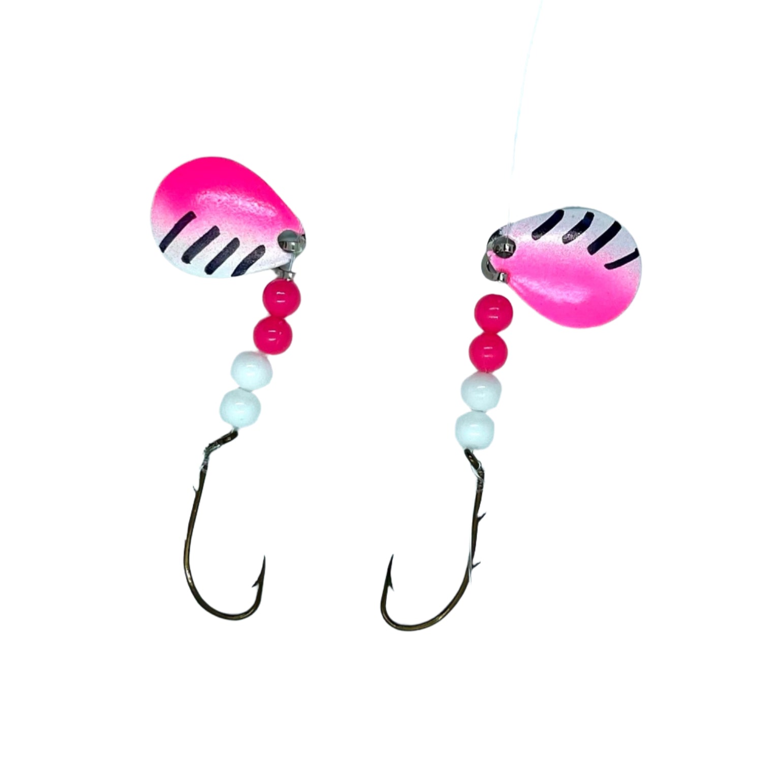 white and Pink Minnow Harness with Colorado Blades