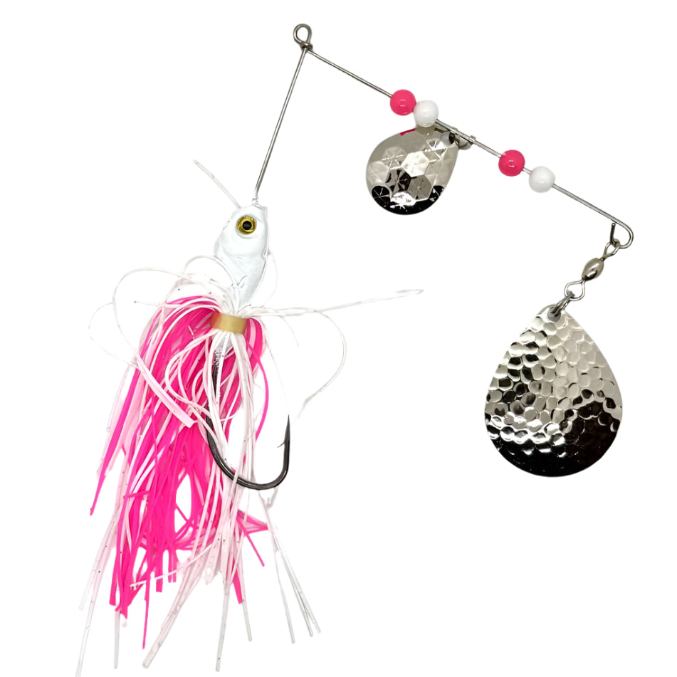 White and Pink Spinner Bait with Colorado Blades
