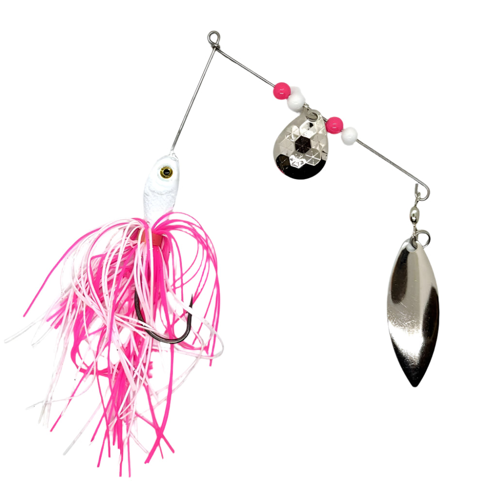 White and Pink Spinner Bait with Willow Blade