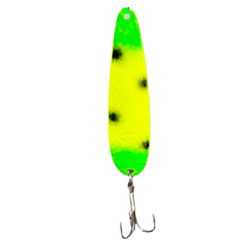 Yellow and Green with Black dots UV Coated Fishing Spoon