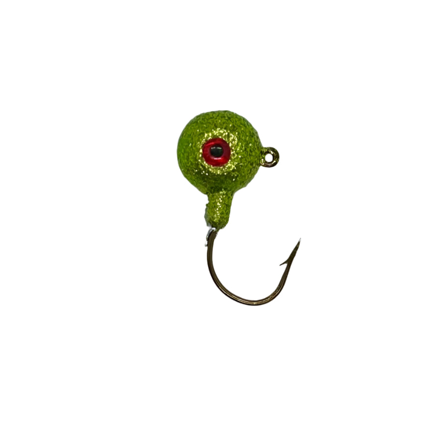 Disco Green Short Shank Jig with Eagle Claw Hook and 3D eyes
