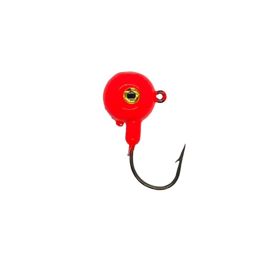 Fire Red Short Shank Jig with Eagle Claw Hook and 3D eyes