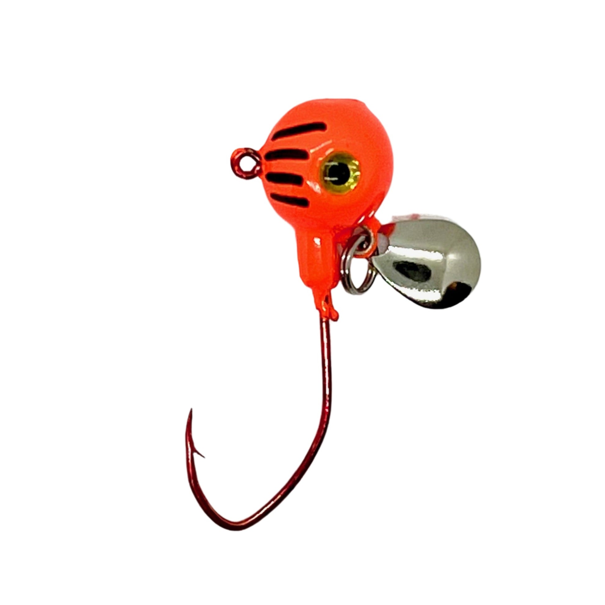 Orange Underspin jig with 3D eyes