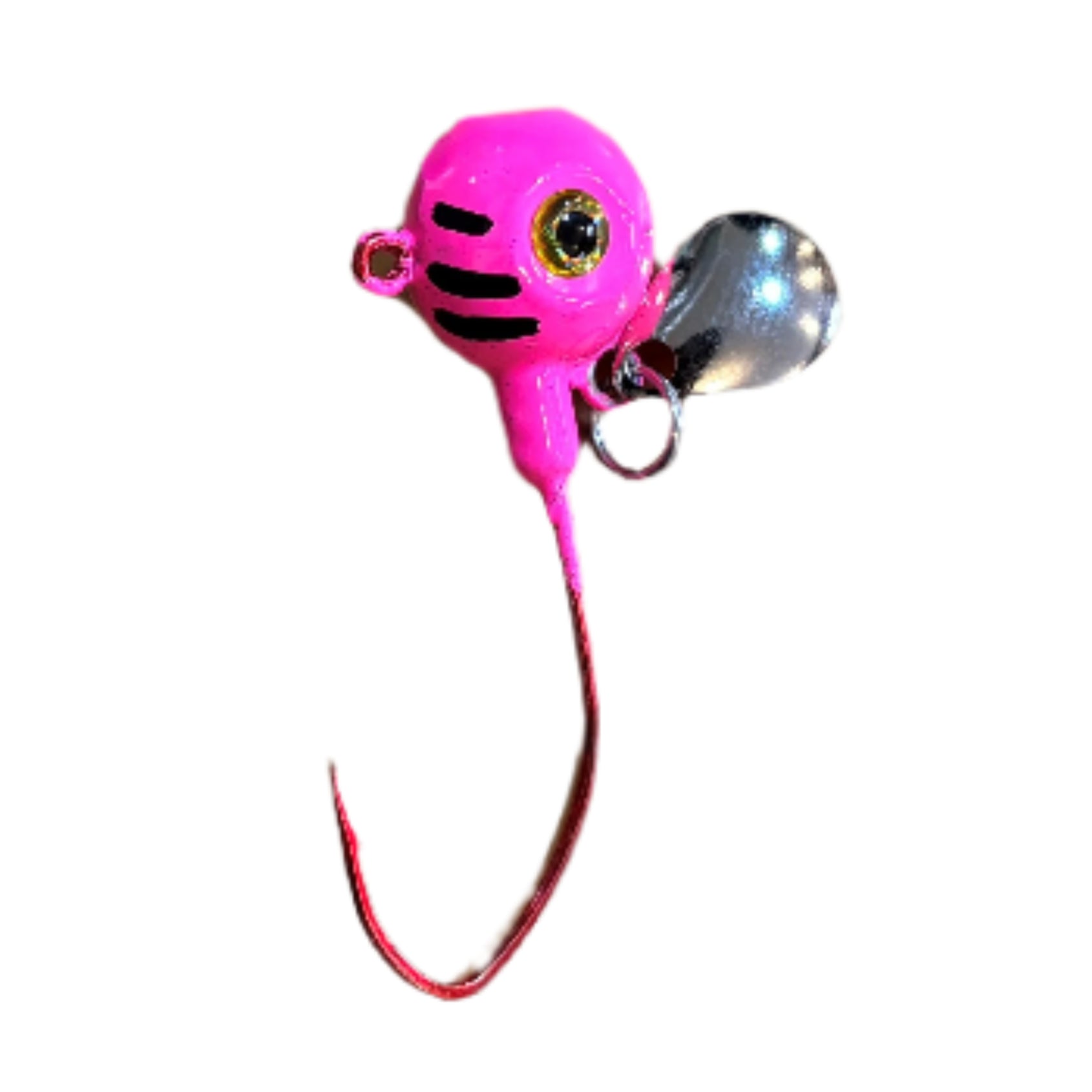 Pink Underspin jig with 3D eyes