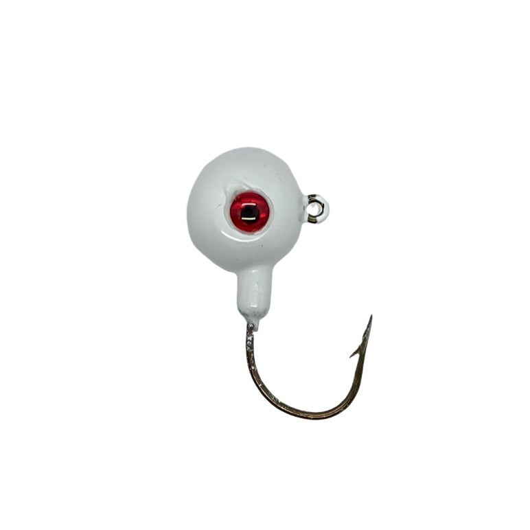white Short Shank Jig with Eagle Claw Hook and 3D eyes