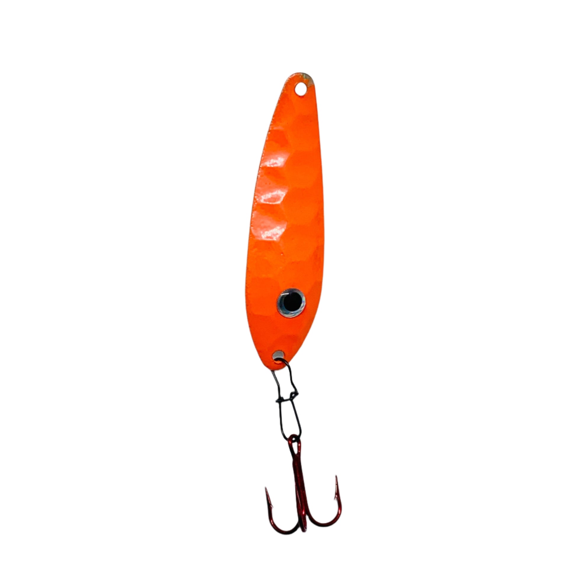 Orange Ratting Flutter Spoon with Eagle Claw hook and rattle