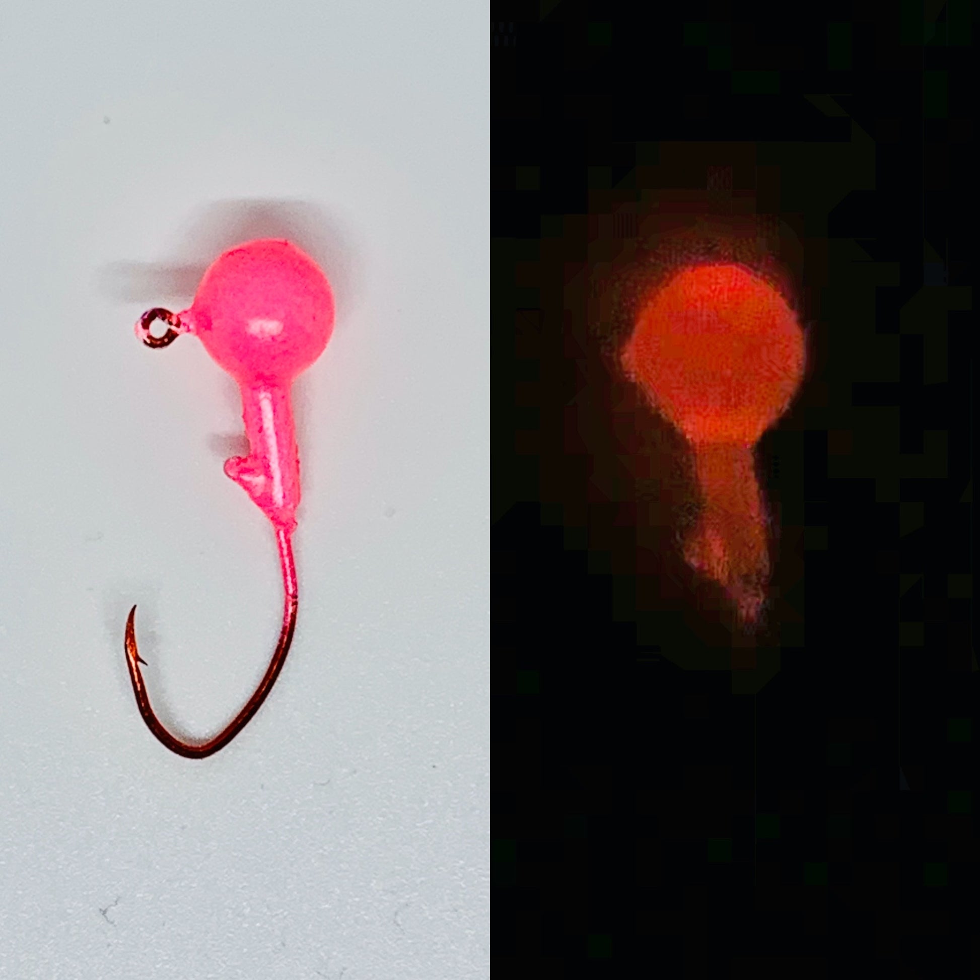 Pink Glow in the Dark Jig with Red Eagle Claw Hook