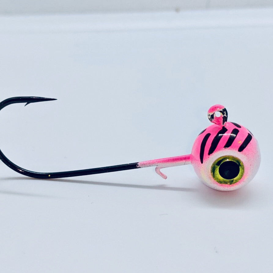 White and Pink Tournament Jig with Mustad Ultra Point hook