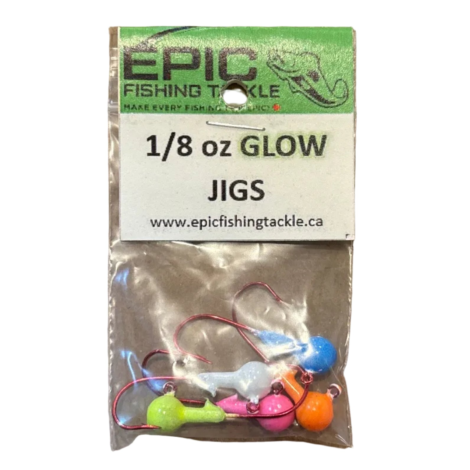 1/8oz Mixer Pack Glow in the Dark Jig with Red Eagle Claw Hook