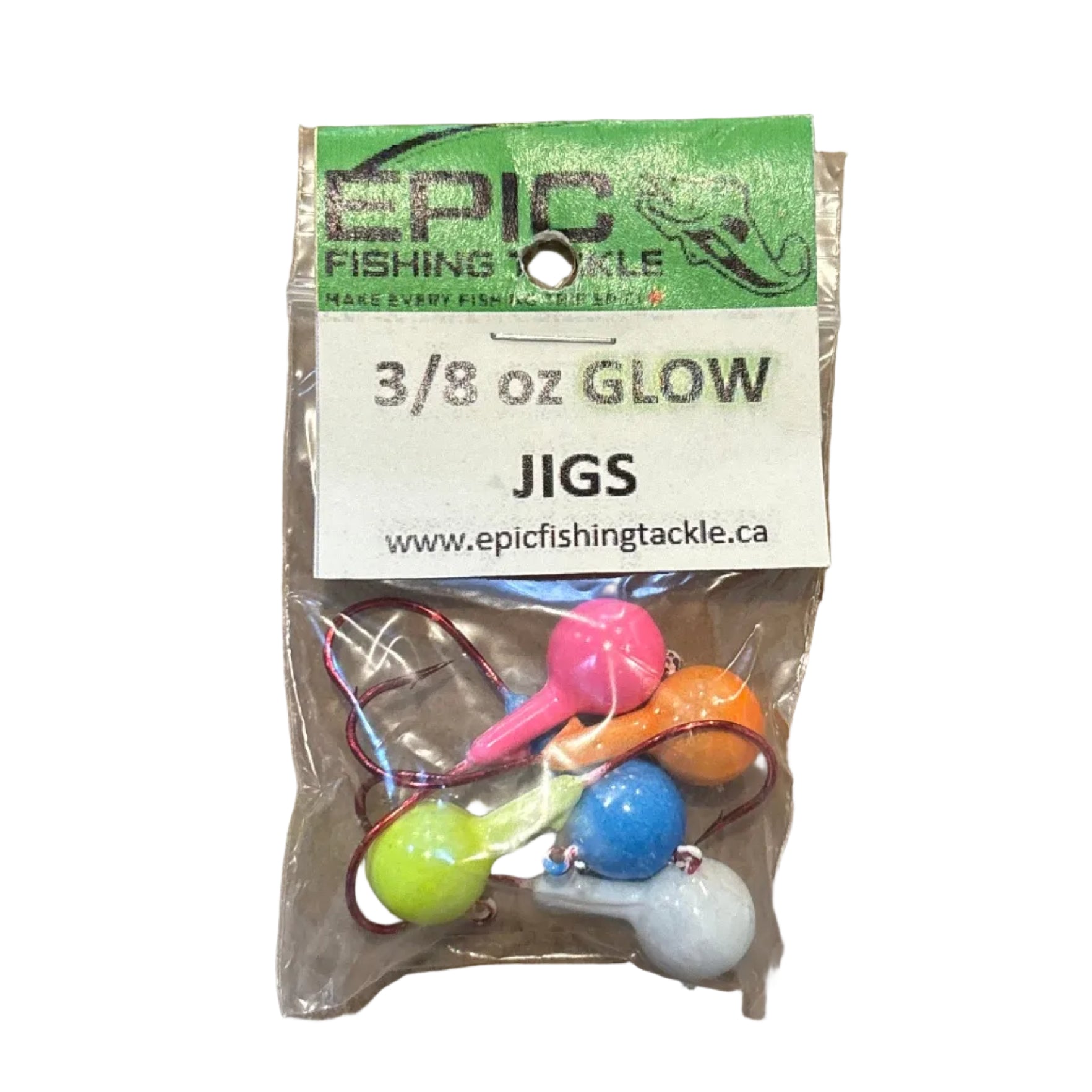 3/8 Mixer pack Glow in the Dark Jig with Red Eagle Claw Hook