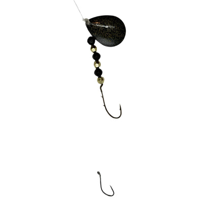 Black with Gold Sparkles Worm Harness with Colorado Blade
