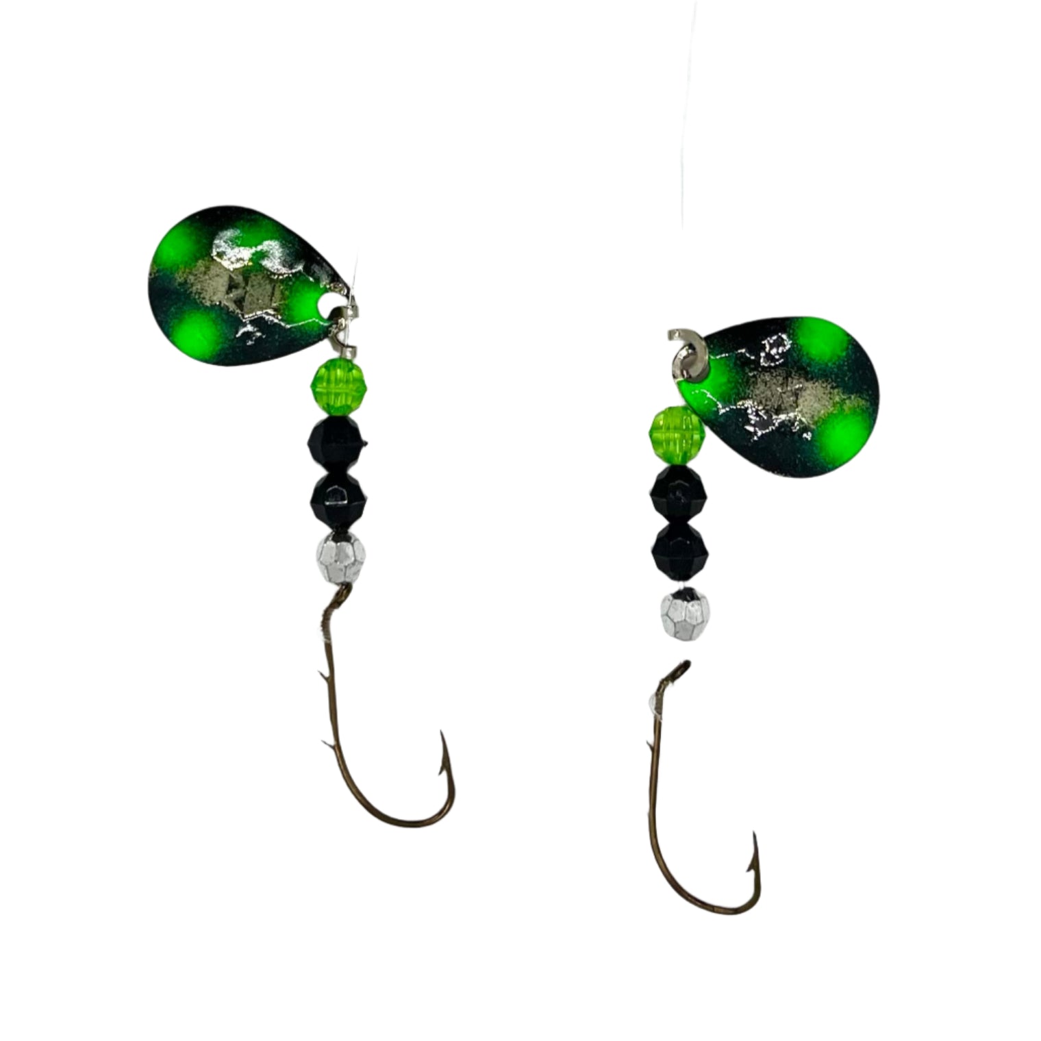 Black with Green dots Minnow Harness with Colorado Blades 