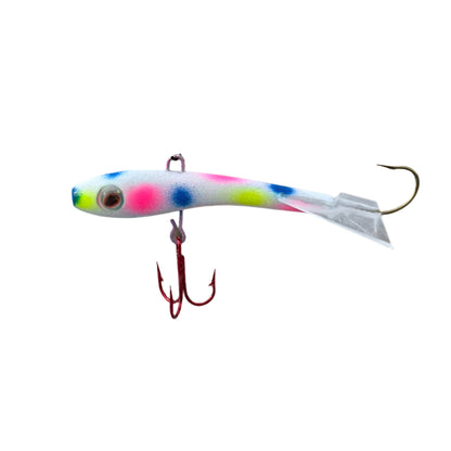 Bubble Gum Shiver Minnow with a red Mustad Treble hook