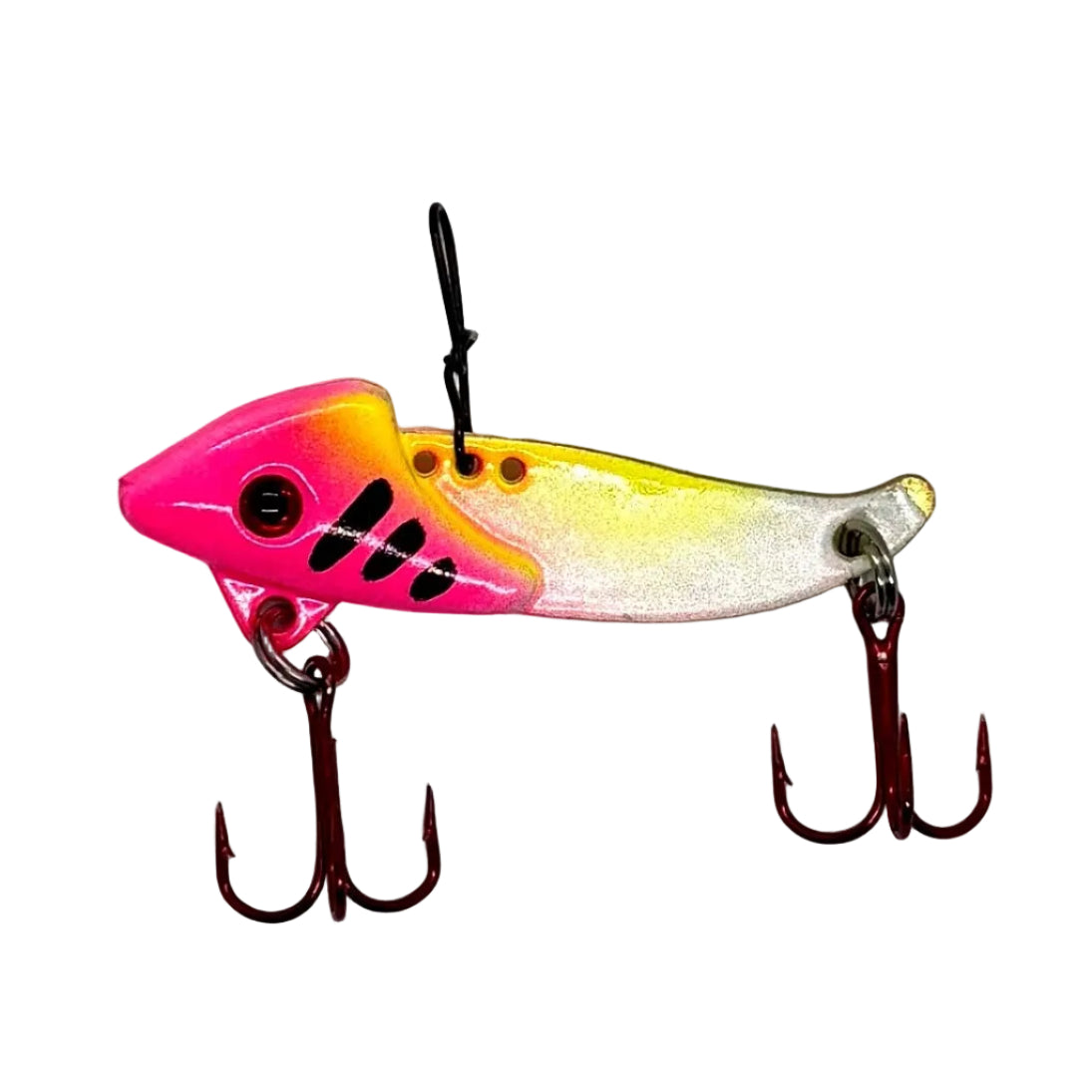 Cotton Candy Mini Blade Baits with red Mustad Treble hook