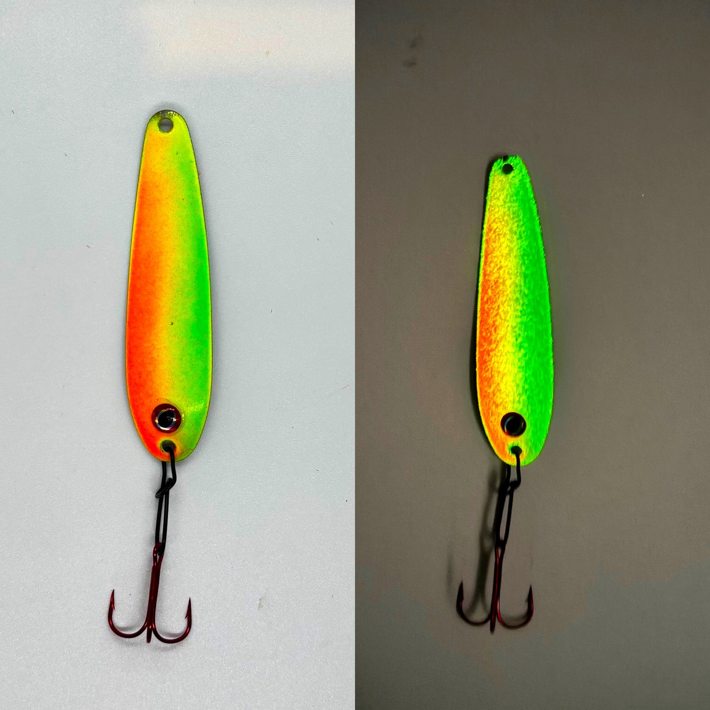 Firetiger Glow Ratting Flutter Spoon with Eagle Claw hook and rattle 