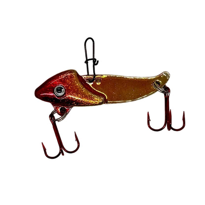 Gold and Red Mini Blade Baits with red Mustad Treble hook