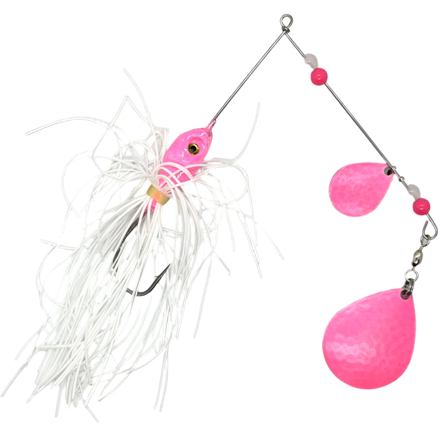 Pink Glow in the Dark Spinner Bait with Colorado Blades 